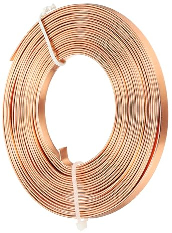sourcing map 18 Gauge Flat Aluminum Wire, 16.40 ft 5mm Wide Aluminum Crafts Wire for Flower Bonsai Crafts Carving DIY Bezel Sculpting Gem Metal Wrap, Copper
