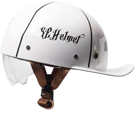 Mezzo Casco Moto Vintage Tedesco Caschi A Faccia Aperta Retrò Omologato ECEDOT Cappellino Baseball Caschi Jet E Demi-Jet Con Visiera Donna Uomo Adulto Casco A Scodella F,L:59-60CM