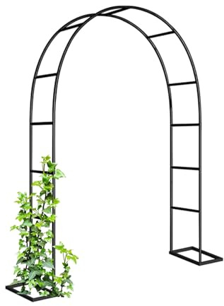 Rosen-Gartenspalier aus Metall, Rankgitter für Kletterpflanzen, für Innen- und Außenbereich, Hochzeitszeremonie, Dekoration, einfach zu installieren, schwarz, H 220 x B 240 cm, perfekt für