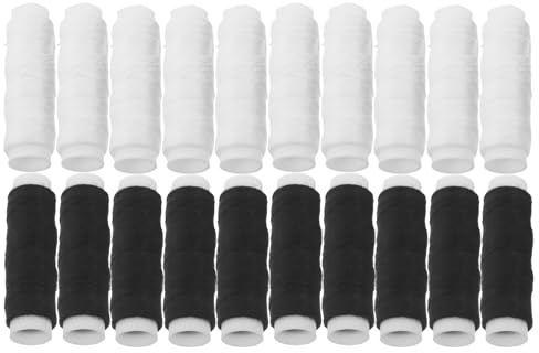 HOMSFOU Hilo de Coser de Poliéster 20 Bobinas (50m Negro y 50m Blanco) para Bricolaje, Reparación de Telas Vaqueras y Jeans, Kit de Hilo para Coser a Mano y Máquina, Suministros