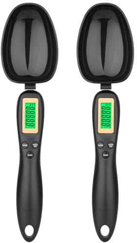 2 Pack-Mafiti Digital Measuring Spoon, Weighing Spoon Scale 500g / 0.1g High Precision with LCD Screen Display (Black)