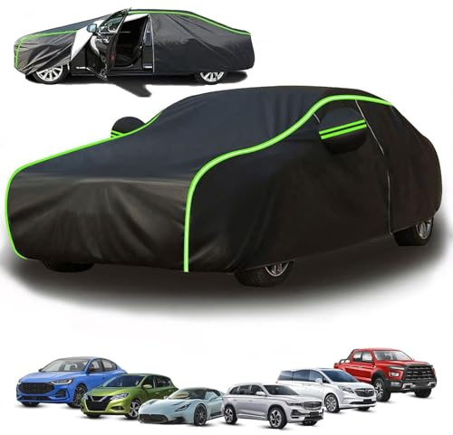 Autoabdeckung für SEAT Ibiza 2008-2026 Autoabdeckung Winter 100% Wasserdicht Winddicht Schneedicht UV-Schutz Reißfest Autogarage Abdeckung mit Seitlichem Reißverschluss Inkl Tasche Schwarz
