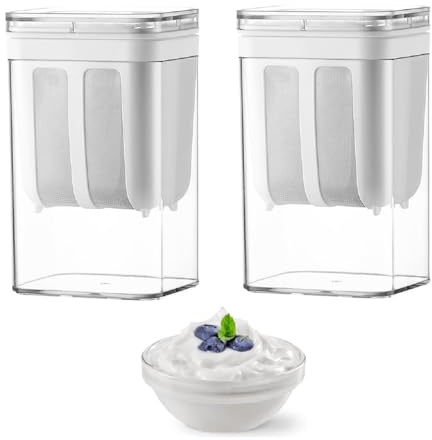 ETOFIXEE 2pcs Yogurt Strainer Fine Mesh Yogurt Maker Strainer with Lid 1100 ML Cheese Yogurt Maker Reusable Yogurt Filter for Making Thick Greek Yogurt Soybean Milk