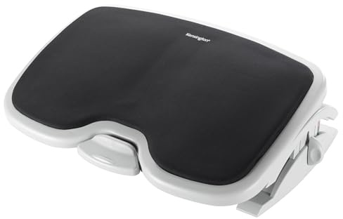 Kensington Smartfit K56144USF Fußstütze für unter dem Schreibtisch, Komfort-Memory-Schaum, winkel- und höhenverstellbare Fußstütze, rutschfester Fußhocker für unter dem Schreibtisch, Weiß/Schwarz