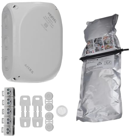 Hensel WP 1010 G Kabelabzweigkästen zum Vergießen IP68 wasserdicht | Inkl. Vergussmasse, mit Klemme, 2,5-10 qmm, 3phasig, 16 qmm 1phasig, 5polig, grau