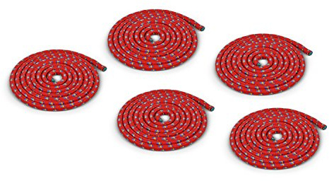 Vinex - Springseil 5er-Set, 3 Meter Länge, 10 mm Durchmesser, robuste Gymnastikseile ohne Griffe für Kinder & Erwachsene, individuell kürzbare Jump Ropes für Schule, Verein & Fitness, Rot