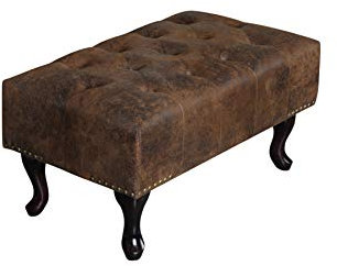 invicta INTERIOR Design Chesterfield Fußhocker im Antik Look Hocker Sitzhocker Wohnzimmer Polsterhocker