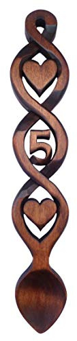 Classical 5th Anniversary Lovespoon - Free Engraving of Names & Date on Welsh Love Spoons
