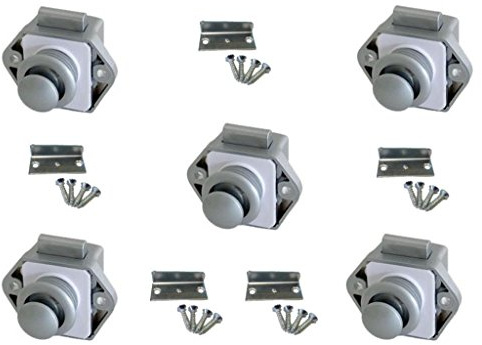 Freizeit - Wittke Push Lock Schlösser - Mini - 26mm Rosette+Knopf - 5er Set - Silber