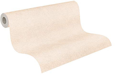 Livingwalls 540737 - Carta da parati strutturata in TNT a tinta unita effetto spatolato, colore: Beige/Crema