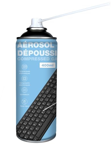 APM Bombe Air Sec 400ml, Aérosol Dépoussiérant Matériel Informatique, Spray Nettoyage Air Comprimé pour PC Clavier Mobile Appareil Photo et Composant électronique, Buse de précision incluse, 570057