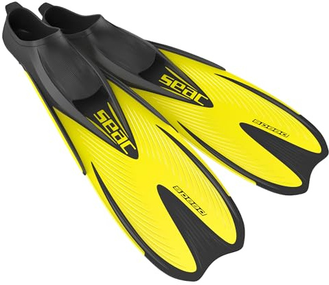 SEAC Speed, Aletas de Snorkel para Mujeres, Hombres y niños con calzante Cerrado, Amarillo, 42/43