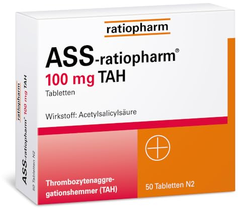 ASS-ratiopharm 100 mg TAH, 50 Tabletten, Herzgesundheit | Herzgesundheit - Blutverdünner zur Vorbeugung von Herzinfarkt und Schlaganfall
