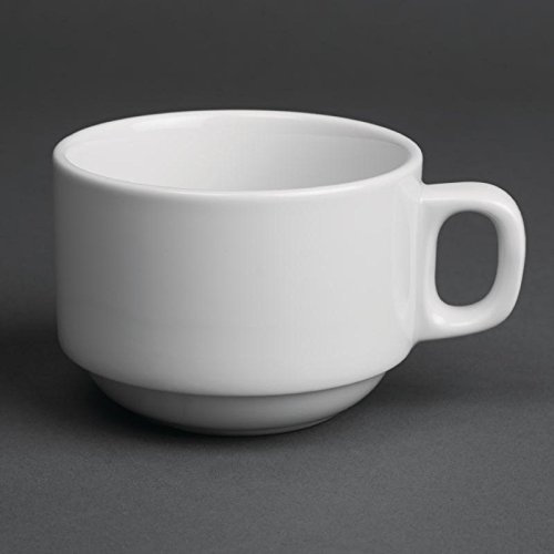 12X Royal Porcelain Classic White Stackable Tea Cups 200ml Coffee Espresso Jugs