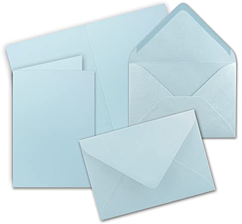 25x DIN B6 Faltkarten Set mit Umschlägen - Hellblau (Blau) - 115 x 170 mm - ideal für Einladungskarten, Hochzeit, Taufe, Kommunion, Konfirmation - Marke: FarbenFroh
