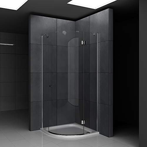 Alpenberger Viertelkeis Duschkabine 90x90 Pendeltür | Duschabtrennung 1 Türig | Glasdusche aus 6 mm ESG Sicherheitsglas mit Antikalk Versiegelung