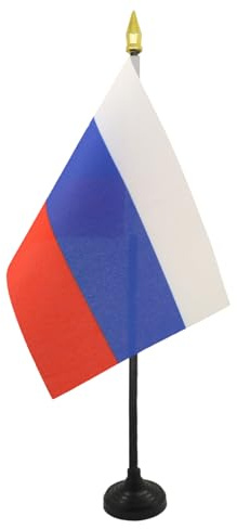AZ FLAG Tischflagge Russland 15x10 cm Polyester 100D Kunststoffsockel