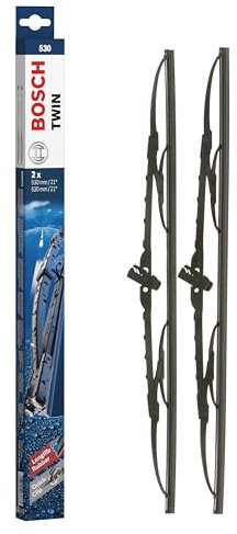 Bosch Balais d'Essuie–Glace Plats Conventionnel Twin 530, Longueur: 530mm/530mm – 1 Paire de Balais avant