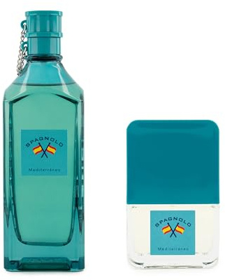 SPAGNOLO - Mediterráneo, Colonia Hombre, Promoción 150 ml + 30 ml, Pack 2 Productos, Perfume Formato Spray, Eau de Toilette Natural y Masculina, Aroma Amaderado Aromático, Fragancia Fresca