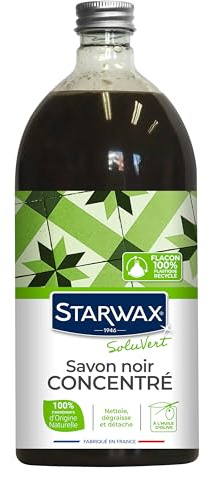 STARWAX SOLUVERT Savon noir concentré à l'huile d'olive 1L - Idéal pour nettoyer et nourrir sans rincer les sols et surfaces lavables