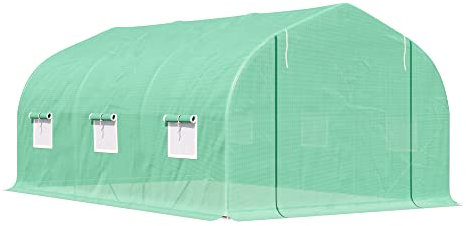 Homcom - Invernadero caseta 450 x 300 x 200 Jardin terraza Cultivo de Plantas semilla