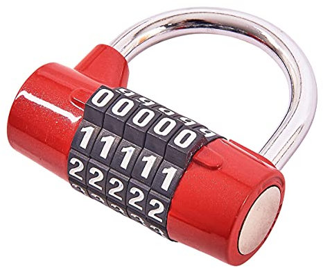 Amtech T1144 5 Digit zinc Combination Padlock Black & Red