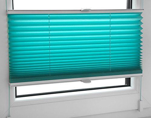 KS Handel 24 PLISSEE FALTROLLO 80x120 cm TÜRKIS INKL. KLEMMTRÄGER Jalousie - MEGA Auswahl IM Shop - 80 Breiten - 12 Farben