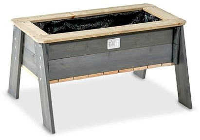 EXIT Toys Aksent Upphöjt Planteringsbord i Trä L - För Barn - Med Rotmatta - Plantering/Grönsaksträdgård På Ben för Utomhusbruk - Odla Grönsaker och Örter i Trädgården - 70% FSC Furuträ - 94x68x50cm