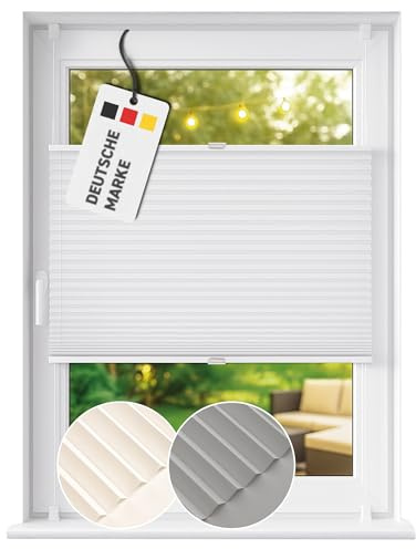 Rapid Teck Plissee ohne Bohren - Plissee lichtdurchlässig 115cm x 130cm Weiß als Sicht- und Sonnenschutz - Klemmfix Fenster Plissees innen ohne Bohren – einfache Montage inkl. Zubehör
