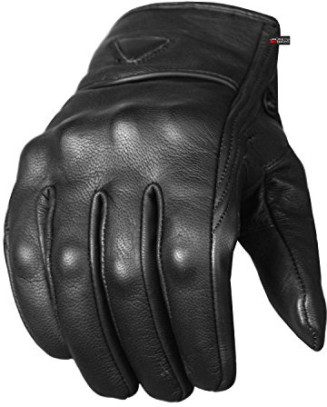 Jackets 4 Bikes Motorcycle Gloves - Premium Leather for Men, Touchscreen, Non-Slip, Motorbike Cruiser Street Biker Protector Black XXL