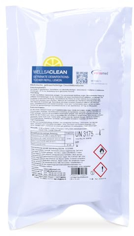 Wellsaclean Desinfektionstücher Nachfüllbeutel 120 St. Schnelldesinfektion Tücher Refill Duft lemon, citrus