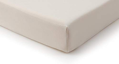 TEMPUR -FIT fitted sheet made of jersey cotton mixed with elastane, very stretchy, suitable for mattresses of 140/160 cm x 190/220 cm, machine washable and free from chemicals, cream