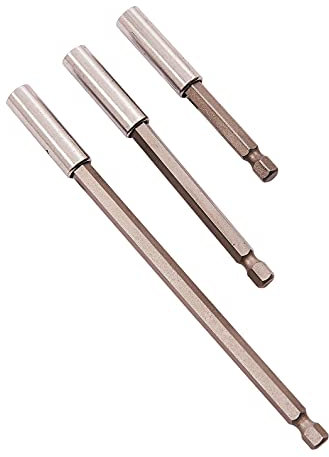 Amtech L2210 Magnetic Bit Holders, 3 Piece Set, 150mm, 100mm and 75mm Lengths, ¼ inch Hex Drive, Quick Release Drives