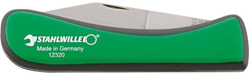 STAHLWILLE 12320 77020000 Kabelmesser/Klappmesser l zum Abisolieren von Kabeln und Drähten l rostfreie Stahlklinge l Made in Germany, Grün