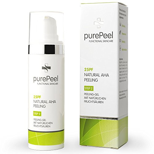 purePeel natürliches Gesichtspeeling-Gel/Natural AHA-Fruchtsäure-Peeling 25pf, 30 ml bei Fältchen, unreiner Haut, Unreinheiten, Mitessern, Pickeln & Pusteln