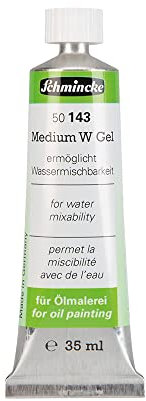 Schmincke - Medium W Gel, tube 35 ml, 50 043 009, gel-like auxiliary for oil painting, enables water miscibility of oil paints, low odor