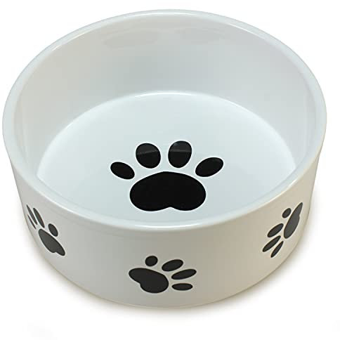 ARQUIVET Ciotola in Ceramica Impronte - Ciotola per Cani e Gatti - 19 cm