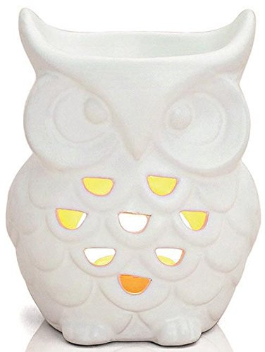 Wurm Duftlampe Eule aus Porzellan weiß (11 x 9 x 15 cm)