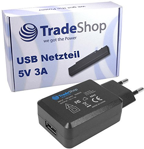 Trade-Shop Universal 5V 3A USB Netzteil Reiseadapter Netzstecker Stecker Ladegerät USB-Adapter Flach für Samsung Galaxy S2 S3 S4 S5 mini i9300 i9600 SM-G900 Note 2 3 N7100 N9000 GalaxyTab Tab 2 3