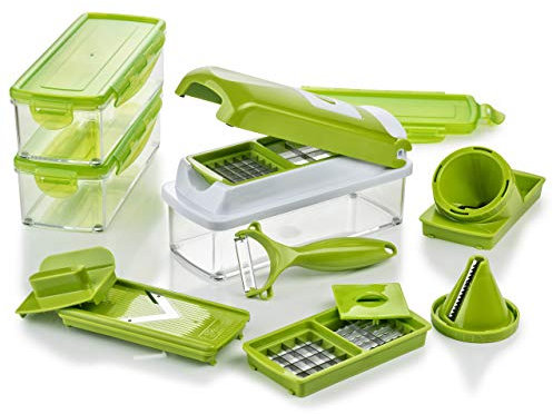 Genius Nicer Dicer Smart Julietti (16 Teile) Gemüseschneider Spiralschneider Multifunktionsschneider Mandoline Zerkleinerer manuell zum Schneiden Würfeln Hobeln Schälen Julienne