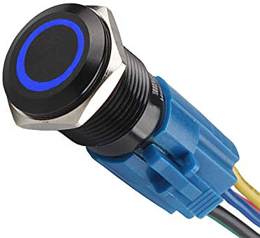Mintice Schwarz Shell Engel Auge KFZ Kippschalter Druckschalter Schalter Drucktaster Druckknopf 16mm 12V Blau Licht Steckdose Stecker