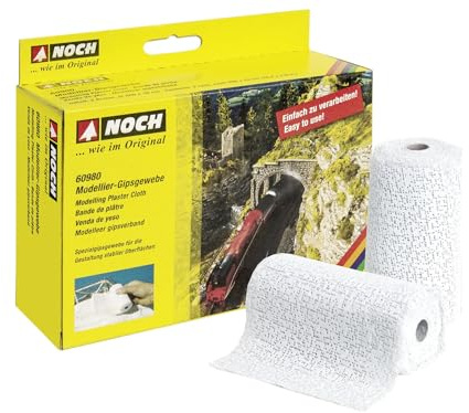 NOCH® Modellier-Gipsgewebe, ideal für Geländebau, 2 Rollen je 200 x 10 cm, vielseitig einsetzbar im Modellbau und Basteln