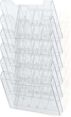 Exacompta - Réf. 64258D - 1 trieur mural - Format A4 horizontal - 6 compartiments profondeur de 26 mm - A fixer au mur (accroches fournies) - Dimensions : 11,35 x 32,7x 52,3 cm - Cristal