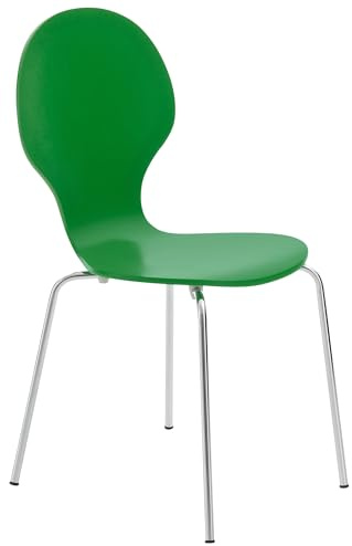 CLP Stapelstol Diego I bekväm matrumsstol I metallram, träsits I ergonomisk design I platsbesparande i matsal och kök, färg: grön