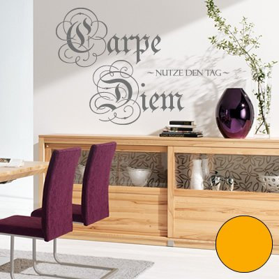 A275 - Adhesivo de pared Carpe Diem (disponible en 40 colores y 3 tamaños), vinilo, amarillo dorado, 60cm x 41cm