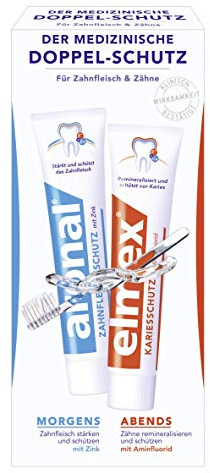 aronal und elmex Doppel-Schutz Zahnpasta, 3er Doppelpack (3 x 150 ml)