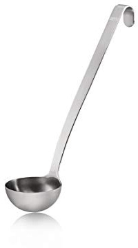 GEFU Schöpflöffel BASELINE Ø 7 cm | Edelstahl-Kellenlöffel mit 100 ml Volumen, spülmaschinengeeignet, Aufhängöse, für Suppe, Soße, Alltagsküche