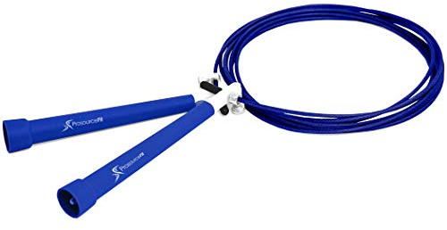ProsourceFit Speed Jump Rope 10’ Adjustable Length, Super Fast Turning for Cardio, Boxing, Blue