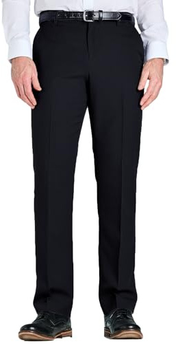 Farah Men's Hidden Stretch Waistband Trousers Stylish Comfort & Flexible Men's Tailored Pants Black 32W / 31L