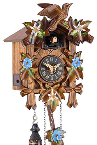 Eble Kuckucksuhr Kuckuckuhr Echtholz NEU batteriebetriebenes Quartzwerk Kuckuckruf Edelweis bemalt 22cm- 10183